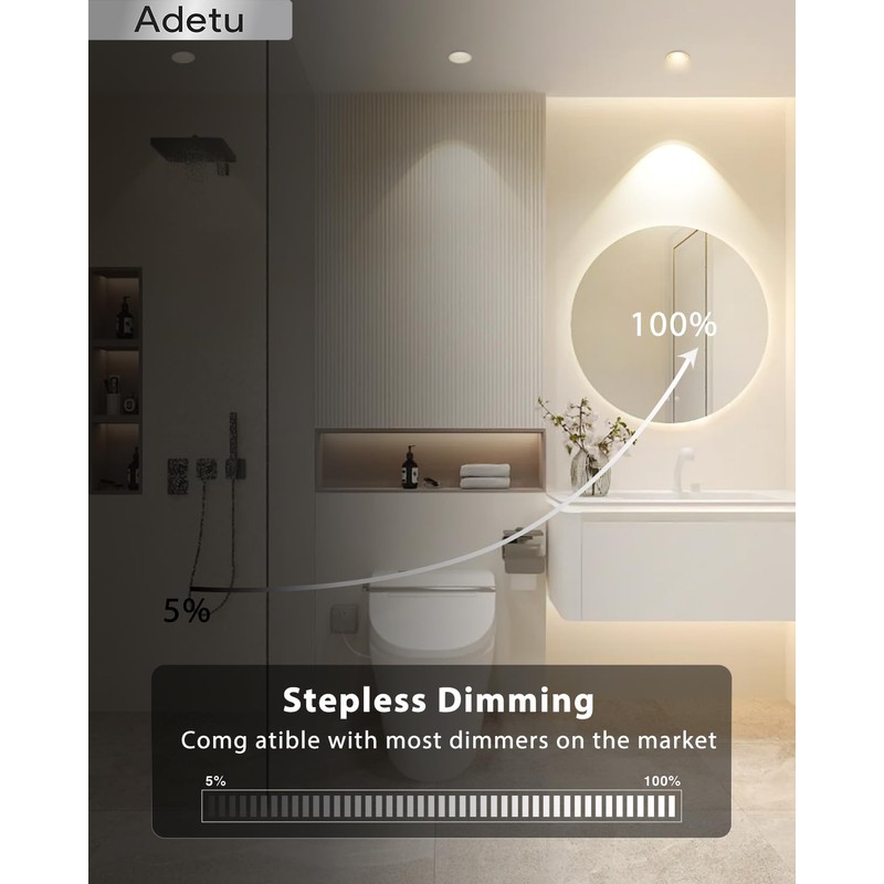 Adetu 2 Inch 5CCT White LED Recessed Ceiling Light with