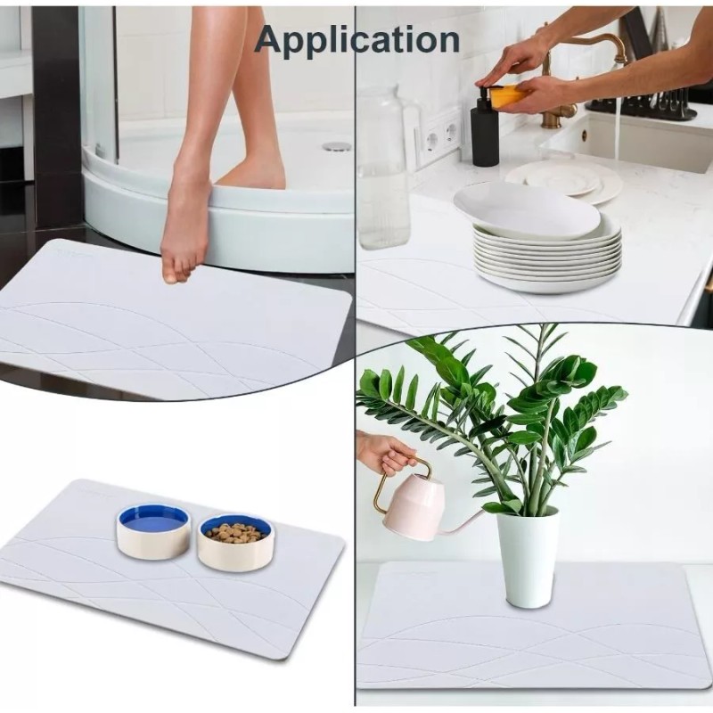 Fakoidat 2 x Elegant Earth Bath Stone Mat (White 23.5
