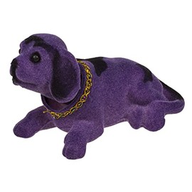 MIJOMA Mini Nodding Dog Bobble Head Dachshund for Car Dashboard or Parcel Shelf, 15 x 7 x 7 cm (Purple)