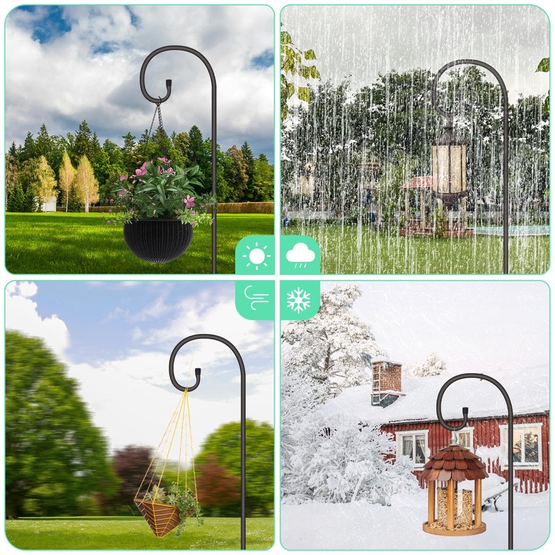 SZHLUX Adjustable Shepherds Hook for Outdoor with 7 Prongs Base