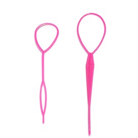 ruech 2 Topsy Tail French Braid Loop Hair Braid Ponytail Maker Hair Styling Tools Ponytail Creator Plastic Loop, Hair Accessories (Pink)