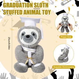 Honoson Graduation Sloth Stuffed Animal Toy 9.84 Inch Sloth Plush Cute Sloths Toy with Diploma and Tassel 2026 Graduation Hat for Boys Girls School Graduate Graduations Gift Decoration(White)