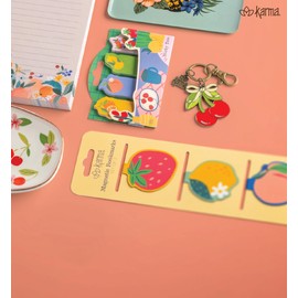 Karma, Magnetic Bookmarks Set of 3, Cute Bookmarks for Women, Page Markers for Students Teachers Reading, Fruit
