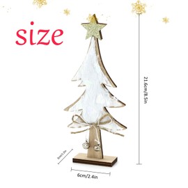 CHEERYMAGIC Wooden Christmas Decorations, Wood Christmas Table Ornament Christmas Tree Table Decoration Xmas Centerpiece Tabletop Sign for Holiday Xmas Party Home Decor A7SDSBJ