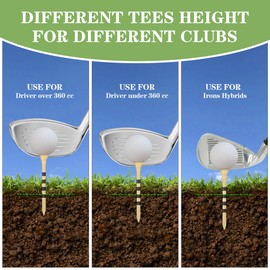 Seticek Natrual Wooden 3-1/4" Golf Tees 100 Pack,Biodegradable Bamboo Golf Tees,More Sturdy and Stable,Natural Color