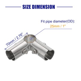 QUARKZMAN 90 Degree Structural Pipe Connectors 4 Pieces Chain Link Fence Clamp Stainless Steel Corner Fitting End Rail Clamp Fits AD 1 Inch (25 mm) Silver