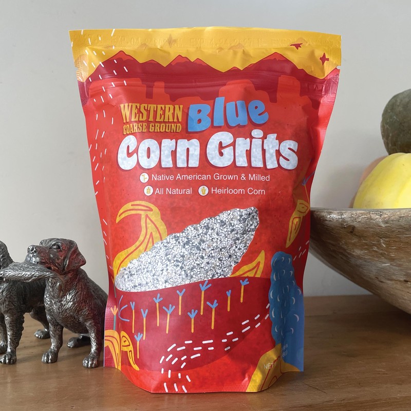 Western Blue Corn Grits, Native American Grown, Coarse Ground Heirloom,
