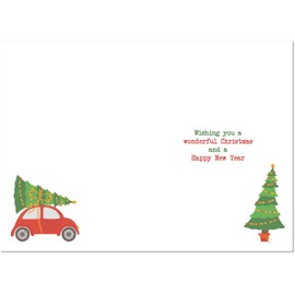 doodlecards Friend Christmas Card Christmas Tree on Car Medium Size Christmas Card for Friend with Plain Envelope