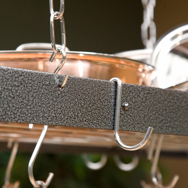 Rogar Hammered Steel Rectangular Pot Rack with Grid and Chrome