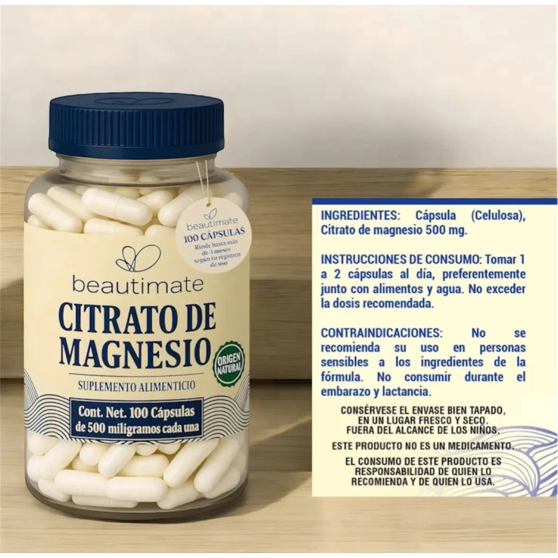 Pack Citrato Magnesio Potasio 100cáps Alta Absorción Natural Vegano Beautimate