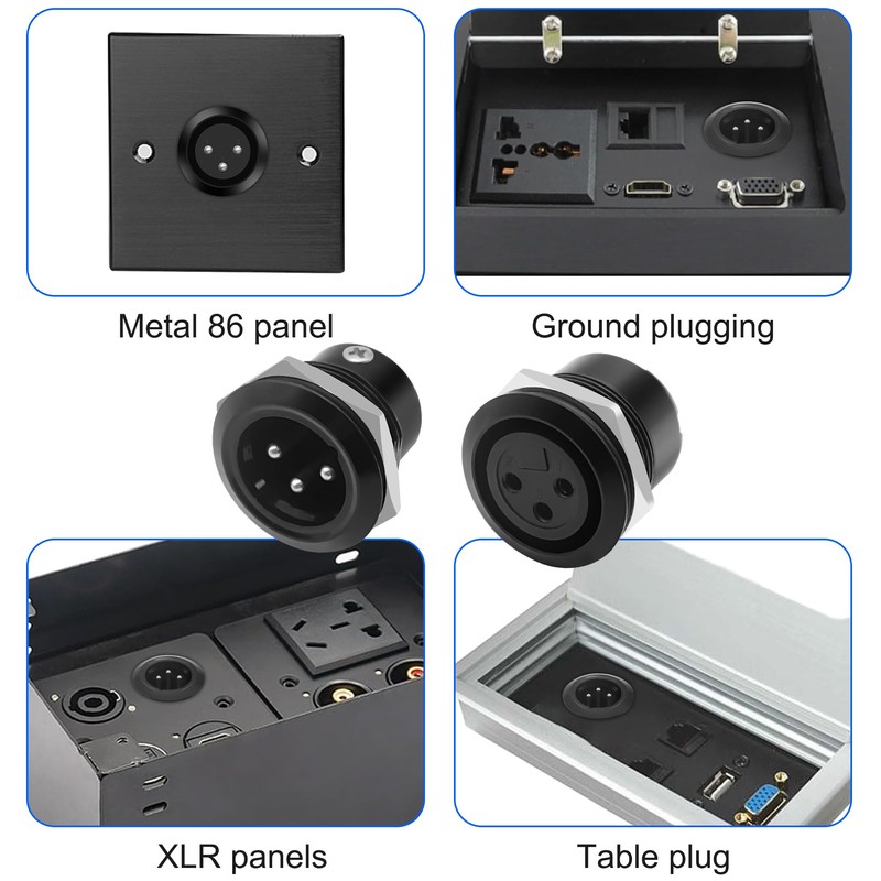 MEIRIYFA XLR 3-Pin Socket Panel Mount Adapter Audio Connector, XLR