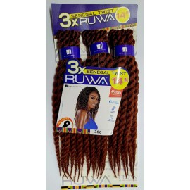 SENSATIONNEL Ruwa 3x Senegal Twist 14" #350 Copper Braid Hair Pre Stretched Looped Crochet