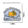 Leraverppy Enamel Pin,Easily Distracted By Cats & Books Lapel Pin,Cute