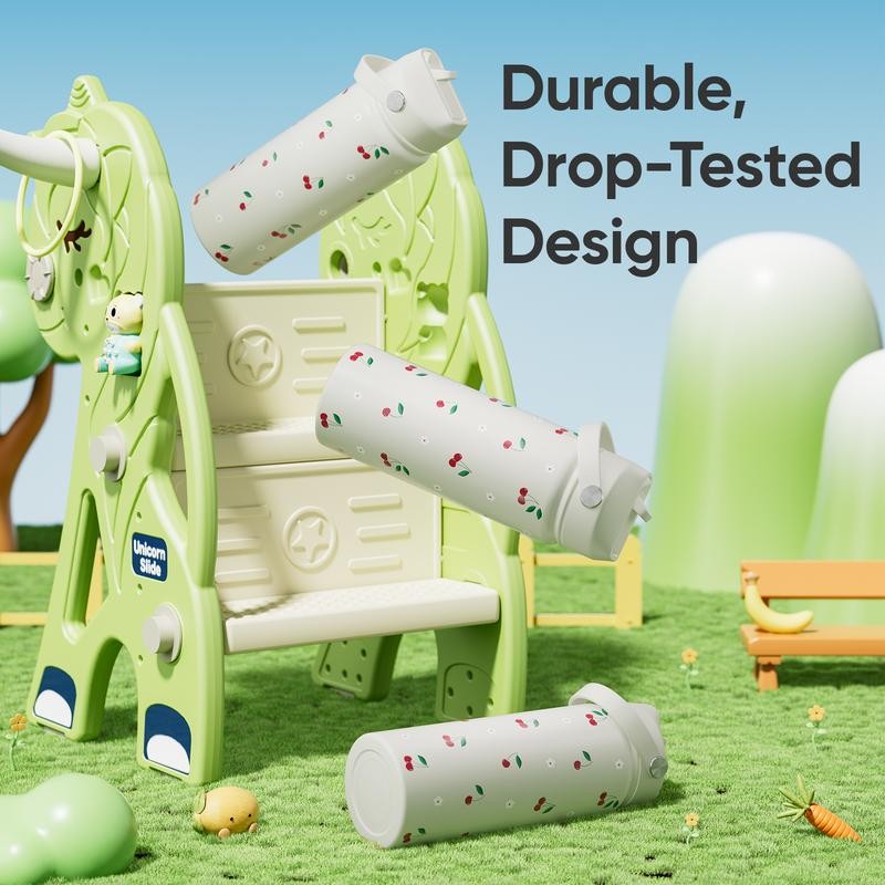 KEWIXY 18oz&32oz Insulated Water Bottle, Flip Straw Lid, Stainless Steel,