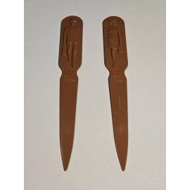 2 Brown Vintage Fuller Brush Co. Plastic Letter Opener