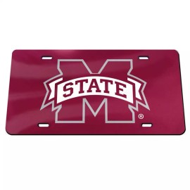 Stockdale Mississippi State Bulldogs Inlaid Acrylic License Plate - Red Mirror Background