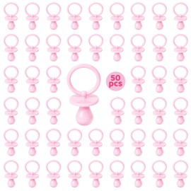 50 Pacifiers for Baby Shower Game Girl, 2.75’’ Plastic Pacifiers Baby Shower Game, Bulk Baby Shower Pacifiers for Gender Reveal Baby Shower Decoration DIY, Table Scatter, Baby Shower Favors (Pink)