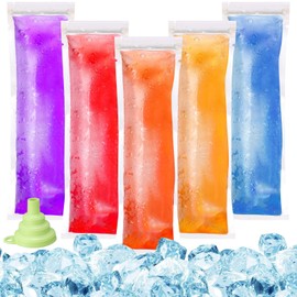 Hoolerry 450 Pcs Disposable Ice Mold Bags with 1 Silicone Funnel Freezer Tubes with Zip Seals Candy Ice Mold Yogurt Tubes Pouch for Snack Juice Fruit Smoothies Party Favor (3 x 10 Inch)