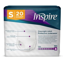 Inspire Adult Diapers Women or Men - MAX Absorbency | Our Most Absorbent and Dry, Incontinence Underwear for Women or Men | Leak Proof Diaper Overnight or Daytime (Small (80 Count))
