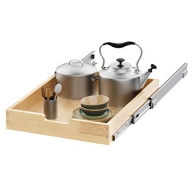 Sikarou Wood Pull Out Cabinet Organizer 26" W x 21" D, Heavy-Duty Sliding Drawers for Inside Cabinets Storage and Organization for Kitchen, Pantry, Bathroom