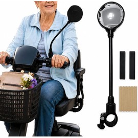 Mobility Scooter Accessories Mirror- Adjustable Rear View Mirror for Wheelchair Electric Scooter Bike,with 10pcs Nano Adhesive Tape Double Fixation,Extra Secure for Handlebar, Gift for Elderly Seniors