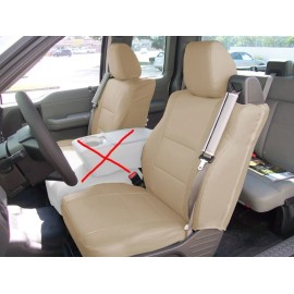 IGGEE for FORD F-150 BEIGE CUSTOM FIT 2 FRONT SEAT COVERS PAIR BUILT IN SEATBELT