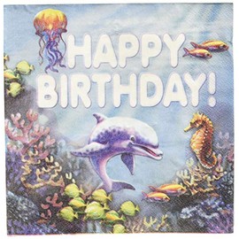 Napkins: Lucheon, Beverage & Guest (13", Sea World BIrthday)