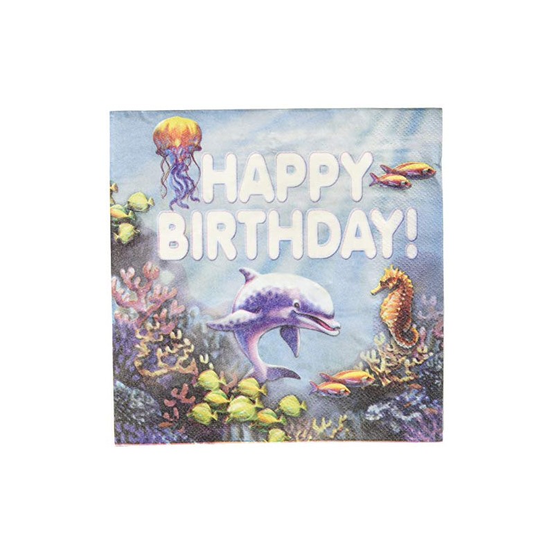 Napkins: Lucheon, Beverage & Guest (13", Sea World BIrthday)