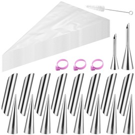 Cannoli Tubes Molds Stainless Steel Cream Horn Molds, 8 pcs Cone Shaped 8 pcs Tubular Shaped Cannoli Forms for Danish Pastry Lady Lock Form Cream Roll Croissant