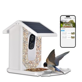 AIOMEST Smart Bird Feeder with Camera and Solar Panne, 1080P HD Fully Color Night Watching Birds, Auto Capture Bird Videos Smart AI Identify 10000+ Bird Good Gifts for Family