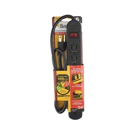 SANELEC, Barra Multicontacto, 6 Entradas, Protección de Sobrecargas, Cable de 75 cm, Modelo 1201