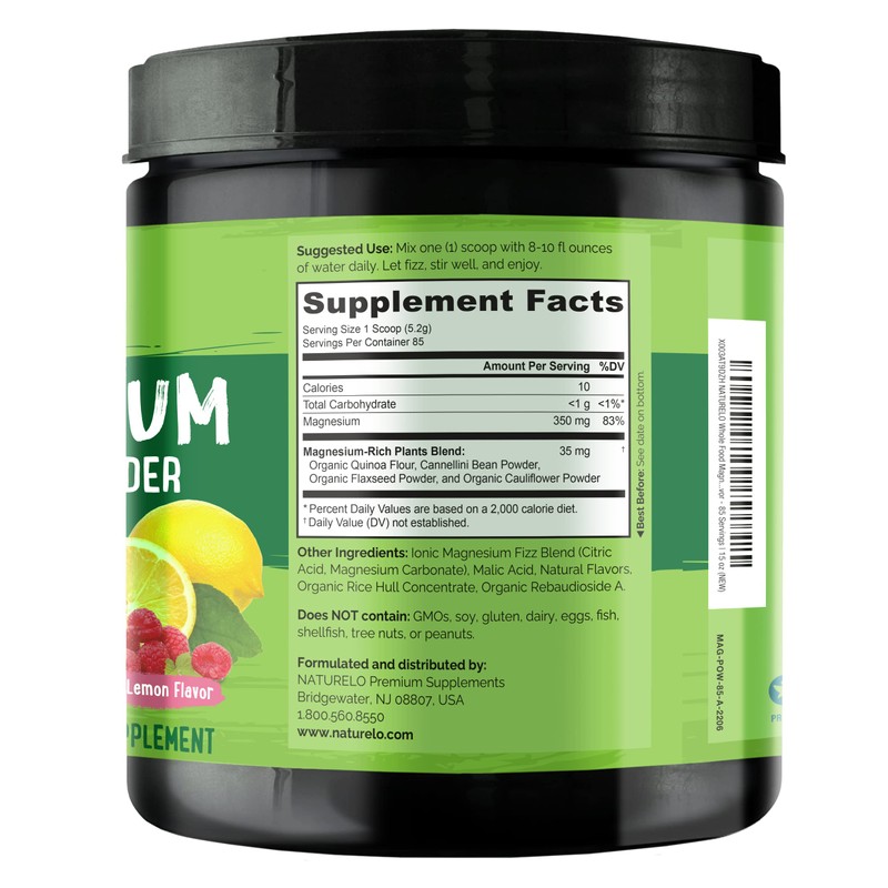 NATURELO Magnesium Powder - Whole Food Calm Magnesium Powder with
