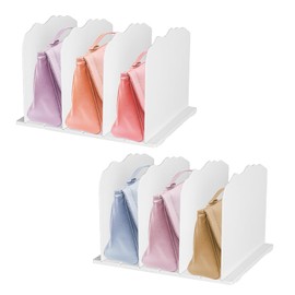 Ruiqas 2pcs White Purse Organizer Adjustable Handbag Organizer Bookshelf Separator Closet for Bedroom Wardrobes Office