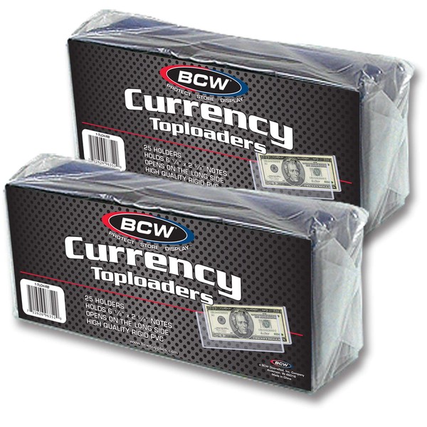 BCW Currency Topload Holder for Regular Bills, Clear, 50-Count