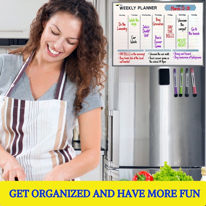 Quick Canary Magnetic Weekly Dry Erase Board Calendar Whiteboard- Latest