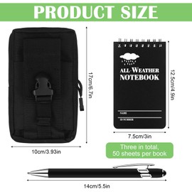 6Pcs Waterproof Notepad Pen Set Waterproof Notebook Mini Spiral Notebook All Weather Stone Paper Notebook Black Cover Pocket Notepad Tactical Steno Pads with Grid for Outdoor Activity Record