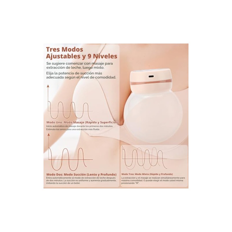 Topretty Extractor de leche portátil eléctrico, extractor de leche materna