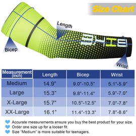 beister 1 Pair Compression Athlete Arm Sleeves for Women and Men, UV Protective Cooling Sports Sleeves for Arthritis, Lymphedema, Basketball, Football, Cycling, Outdoor Activities, M, Green