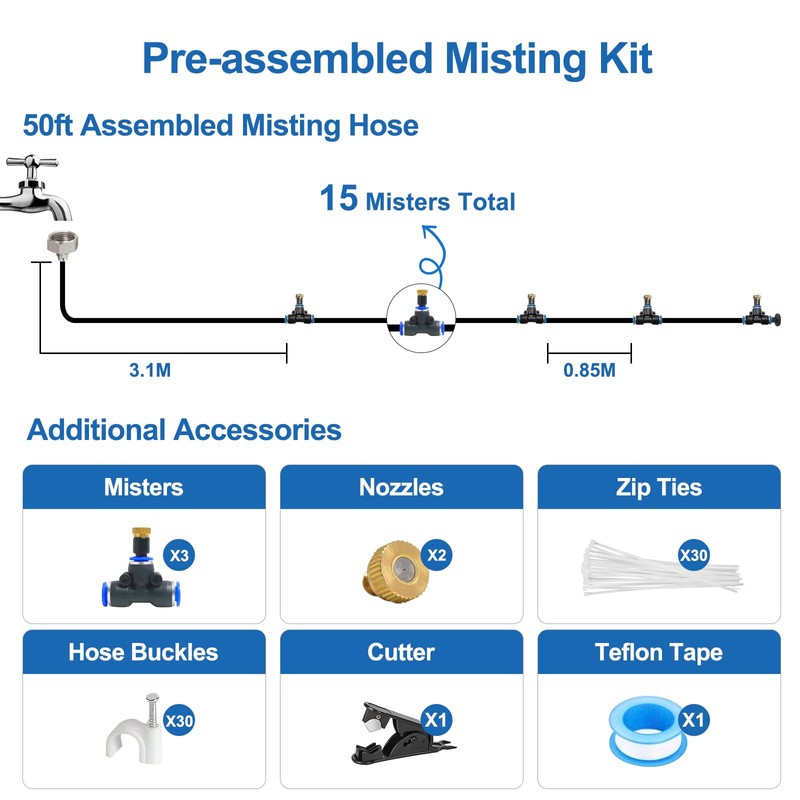POCKET PANDA Pre-Assembled Misters for Outside Patio,Outdoor Water Misting Cooling
