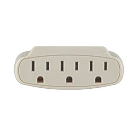 Leviton Grounding Adapter, 125 V, 15 A, 3 Outlet, 1 Pack, 697-I, Ivory