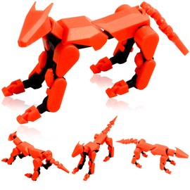 (Assembly Completed) Titan13 Action Figure Set, Robot Dog Action Figure 3D Printed robo Dogs, Multi-Joint Movable Robot Dogs, Dummy Dog Gift for Collectors Desktop Decorations (Orange)