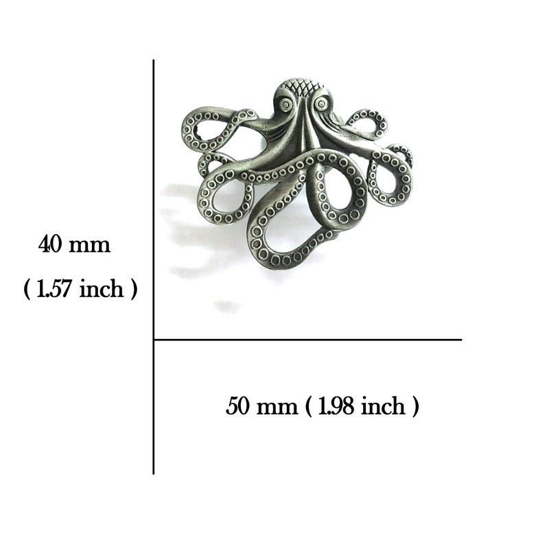 ZTie Set of 4 Octopus Drawer knobs for Coastal Home