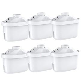 AZMKOO Water Filter Cartridge for Water Purification Pot, Compatible Filter Cartridges, High Removal, Japanese Specifications, Set of 6