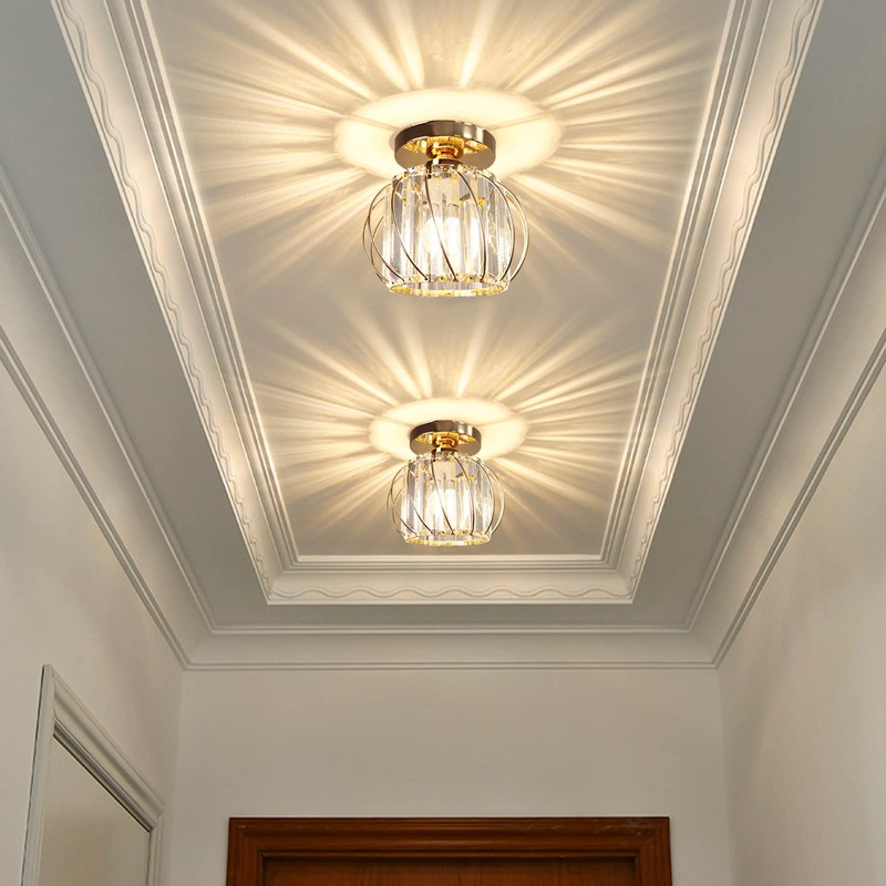 Hudi Fyier Chandelier Crystals Ceiling Lighting Fixtures, Small Semi Flush