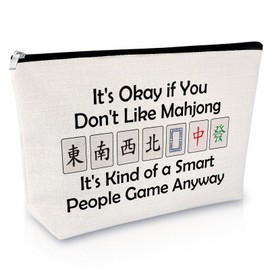 Sfodiary Mahjong Gifts for Women Makeup Bag Funny Gambling Gifts for Mahjong Lover Player Travel Cosmetic Bag Birthday Christmas Retirement Presents for Grandma Aunt Mom Friends Zipper Toiletry Pouch