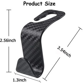 Car Headrest Hook, Universal Car Seat Backrest Hook, Car Back Seat Headrest Holder, Black (Pack of 4)