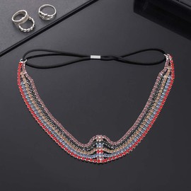 Aularso Layered Head Chain Rhinestone Hair Jewelry Elastic Headpiece Wedding Crystal Bridal Prom Costume Headband for Women and Girls