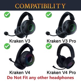 SOULWIT Mesh Fabric Earpads Replacement for Razer Kraken V3/V4, Kraken V3 Pro/V4 Pro Gaming Headset, Ear Pads Cushions with Noise Isolation Foam - Black