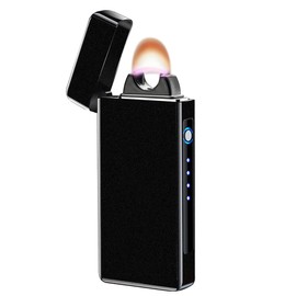 YOZWOO Electric Lighter Rechargeable, High Power Flame Arc Lighter, USB Lighters with LED Battery Indicator, Windproof Electronic Lighters for Candle Camping with Gift Box (Frosted Black)