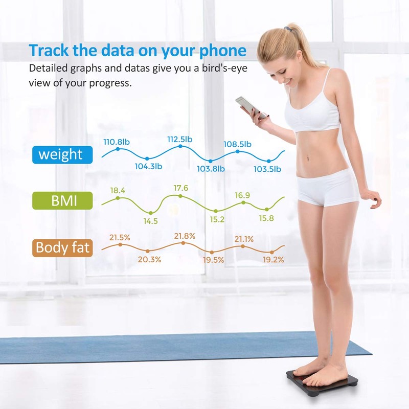 FITINDEX Scale with BMI, Body Fat, Muscle Mass, Smart Scale